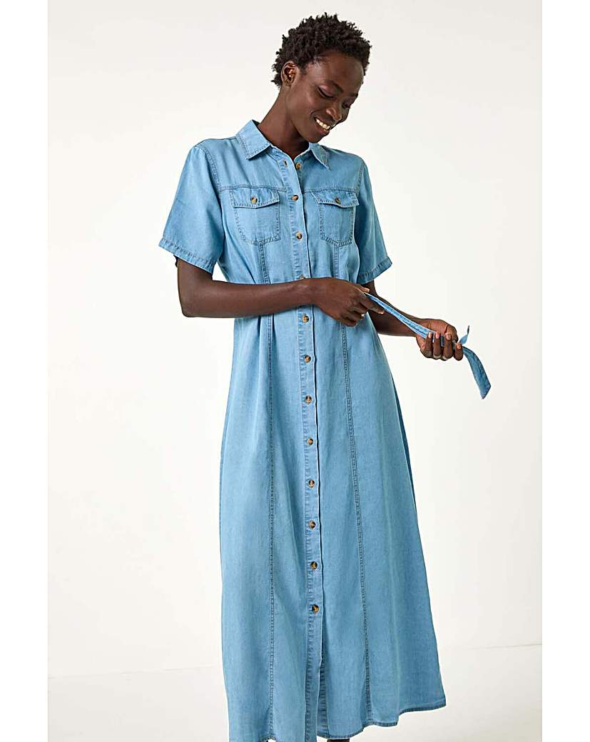 Roman Originals Women's Denim Midi Dress - Light Denim - Size 20