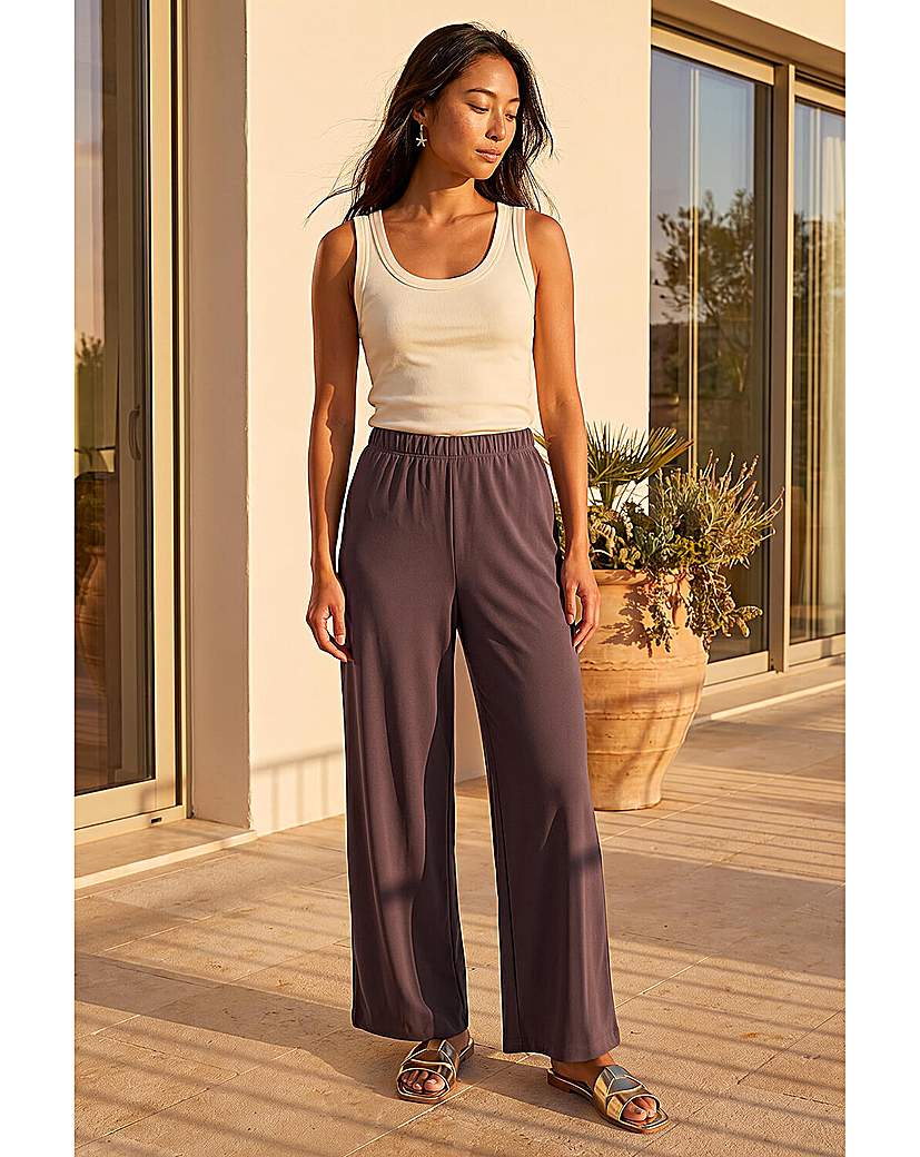Roman Women's Chocolate Petite Wide Leg Stretch Trouser In Size 10 - Image 3