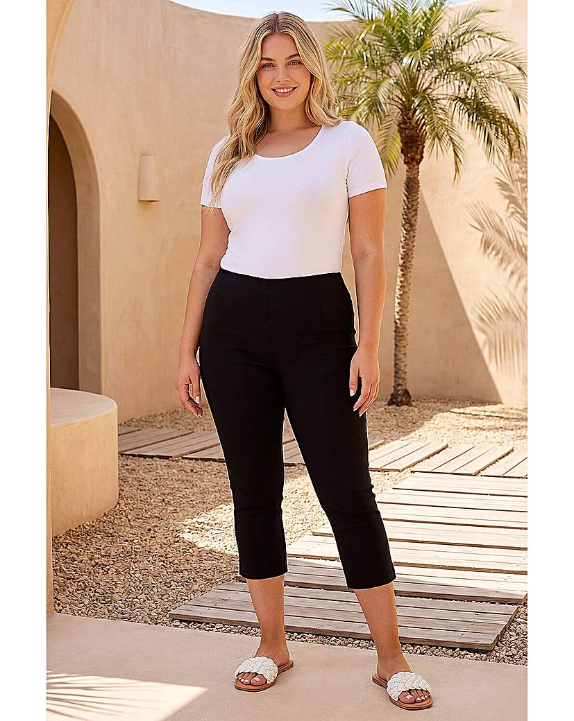 Roman Women's Black Curve Cropped Elastic Waist Stretch Trouser In | : 22/24 - Image 6