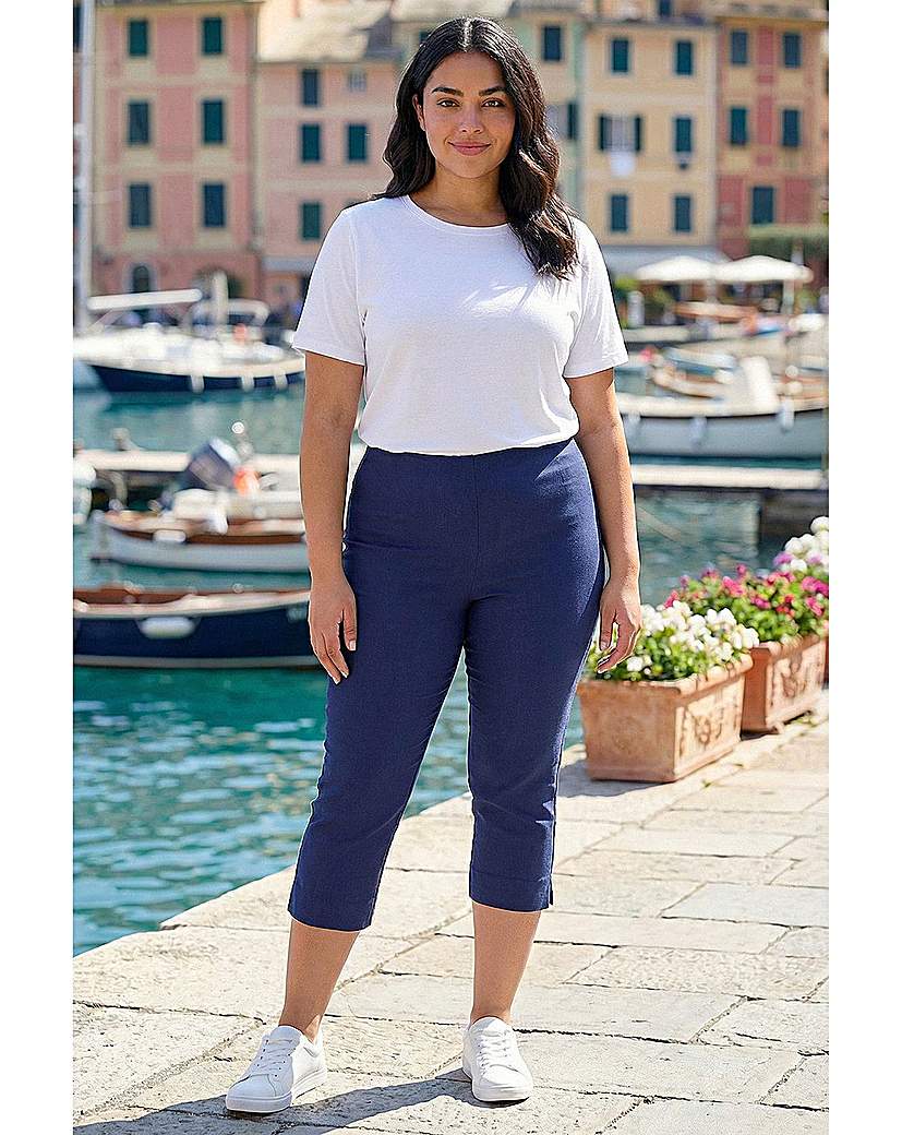 Roman Women's Blue Curve Cropped Stretch Trousers - Image 6