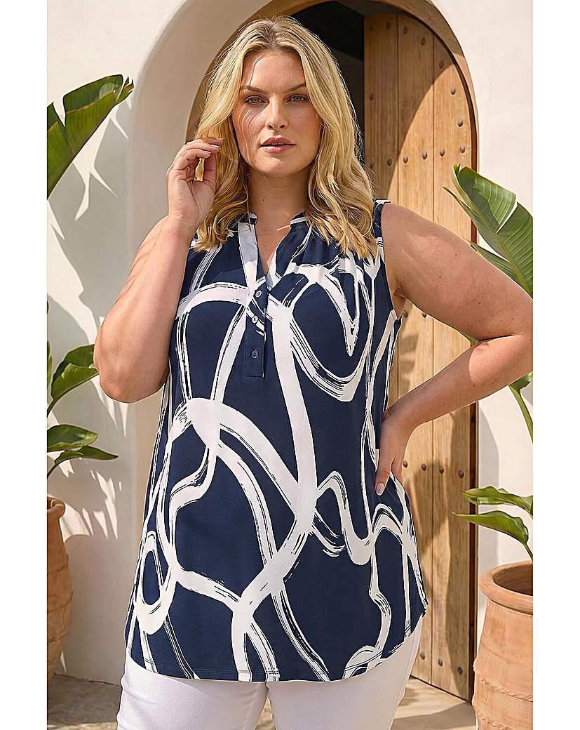 Roman Curve Abstract Print Vest Top