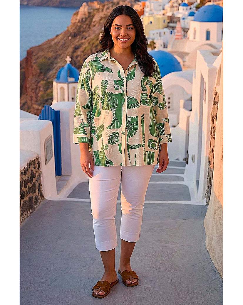 Roman Curve Women's Blouse - Green - Size 16