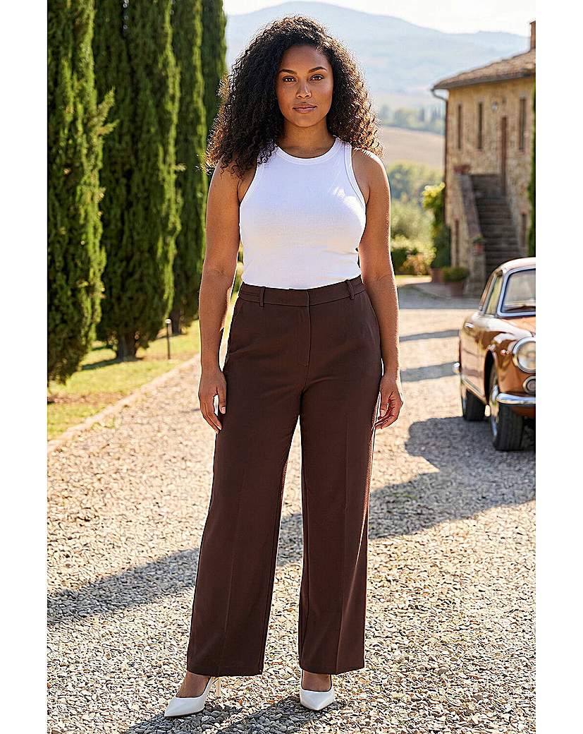 Roman Curve Women's Dark Brown Wide Leg Tailored Trouser 26/28