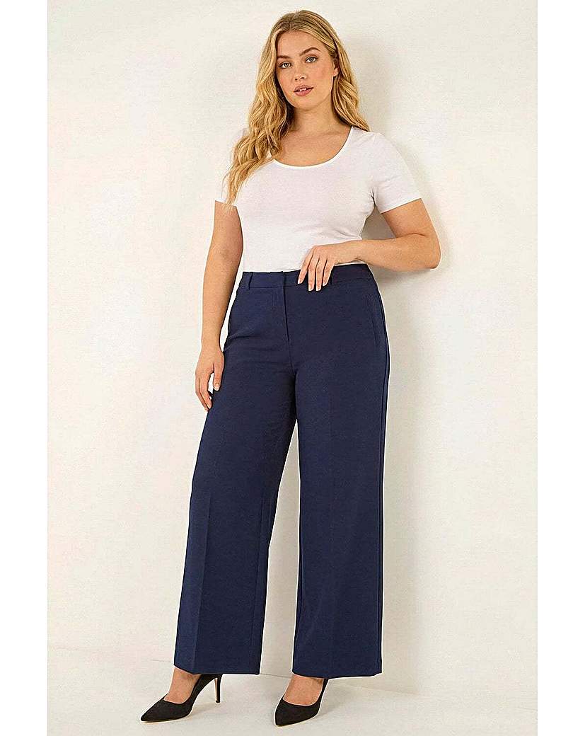Roman Curve Women's Navy Wide Leg Tailored Trouser 22/24
