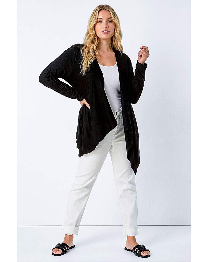 Roman Curve Black Waterfall Front Cardigan 30/32