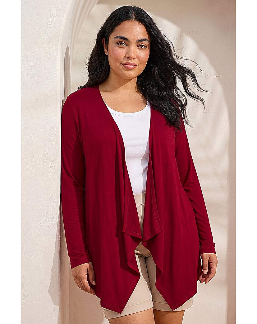 Roman Curve Burgundy Waterfall Front Cardigan 30/32
