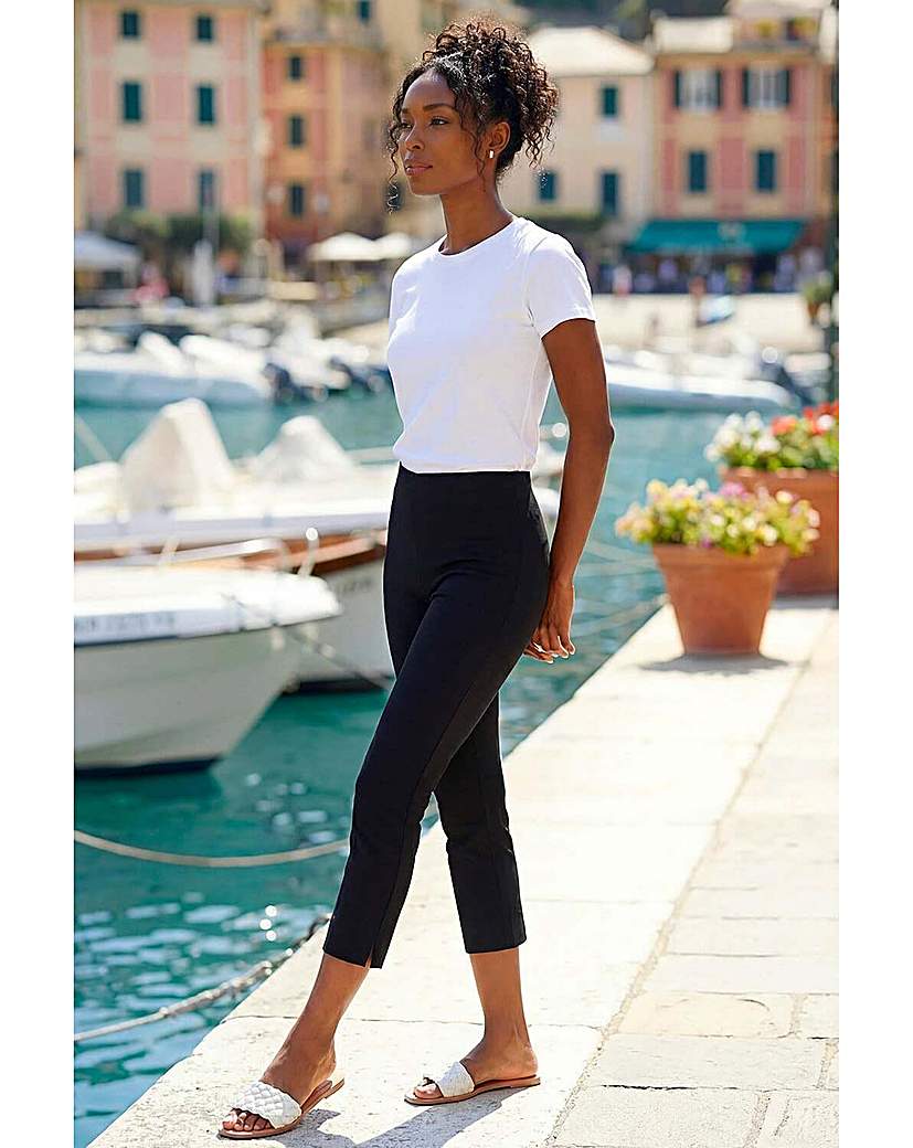 Roman Women's Black Cropped Stretch Trouser Capri Summer Leggings 3/4 Pedal Pushers In | Size: 18 - Image 3