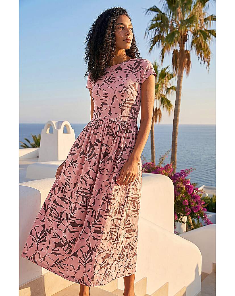Roman Originals - Women's Midi Dress - Floral Print - Pink - Size 16