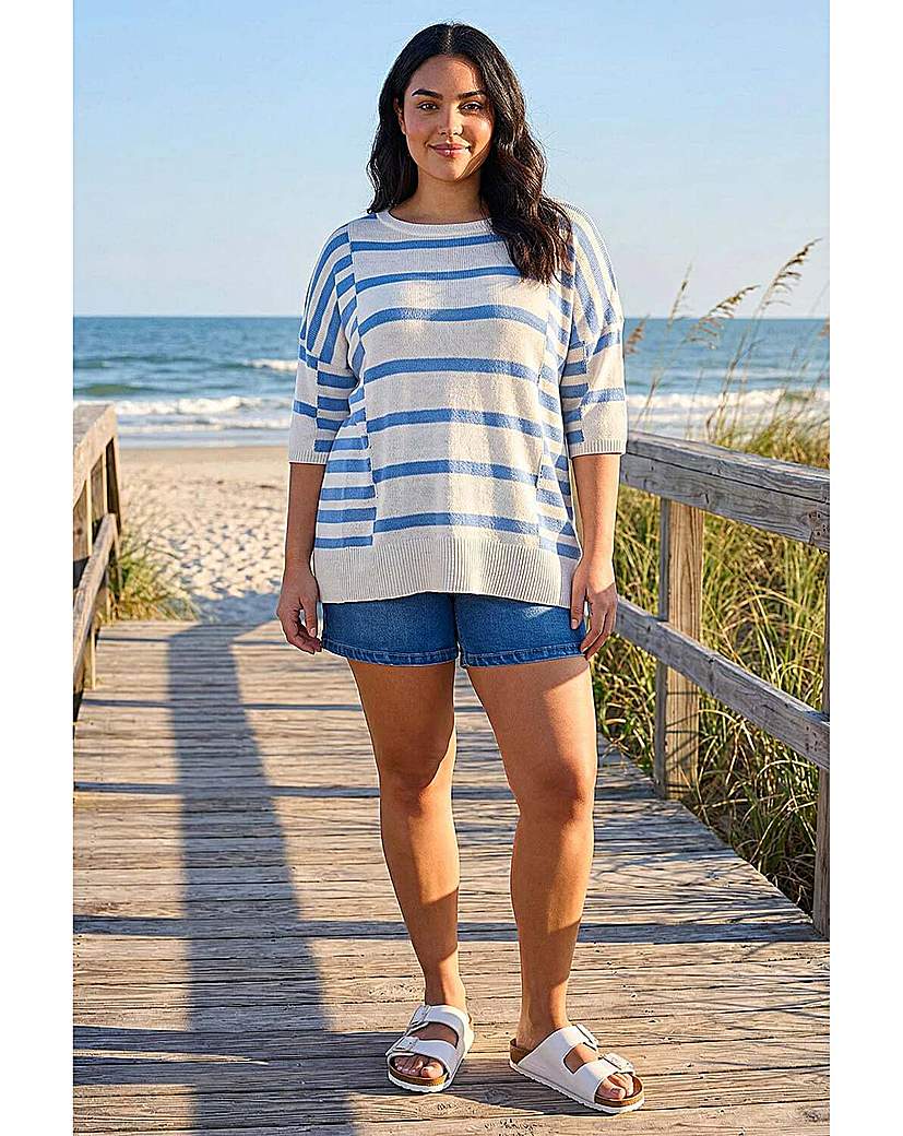 Roman Curve Blue Stripe Knit Jumper 22/24