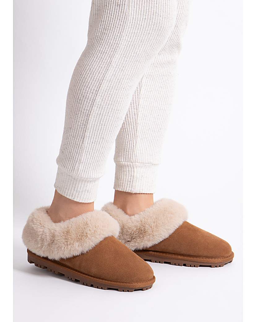 totes Ladies Real Suede Bootie Slippers