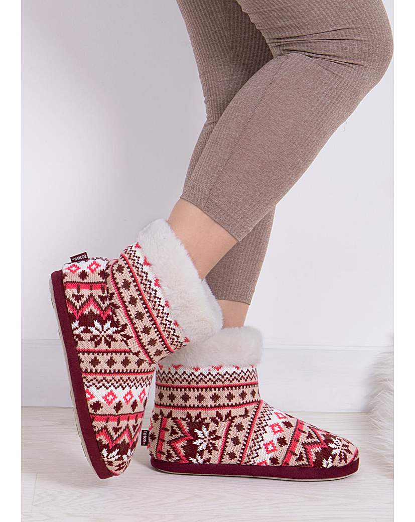 totes Ladies Fair Isle Boot Slippers