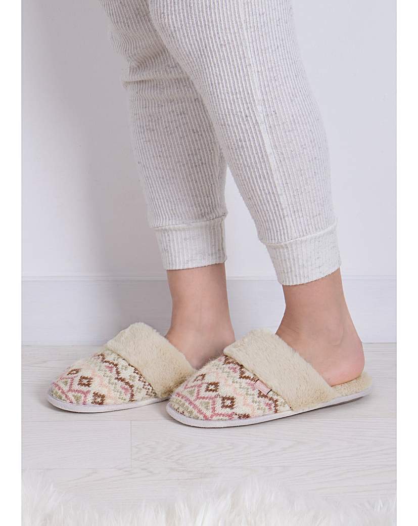 totes Ladies FairIsle Knit Mule Slippers