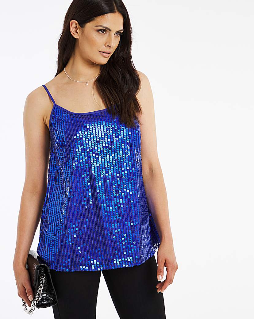 Image of Cobalt Sequin Strappy Cami Top