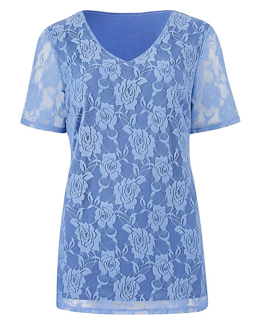 Image of Lined Lace Jersey Top