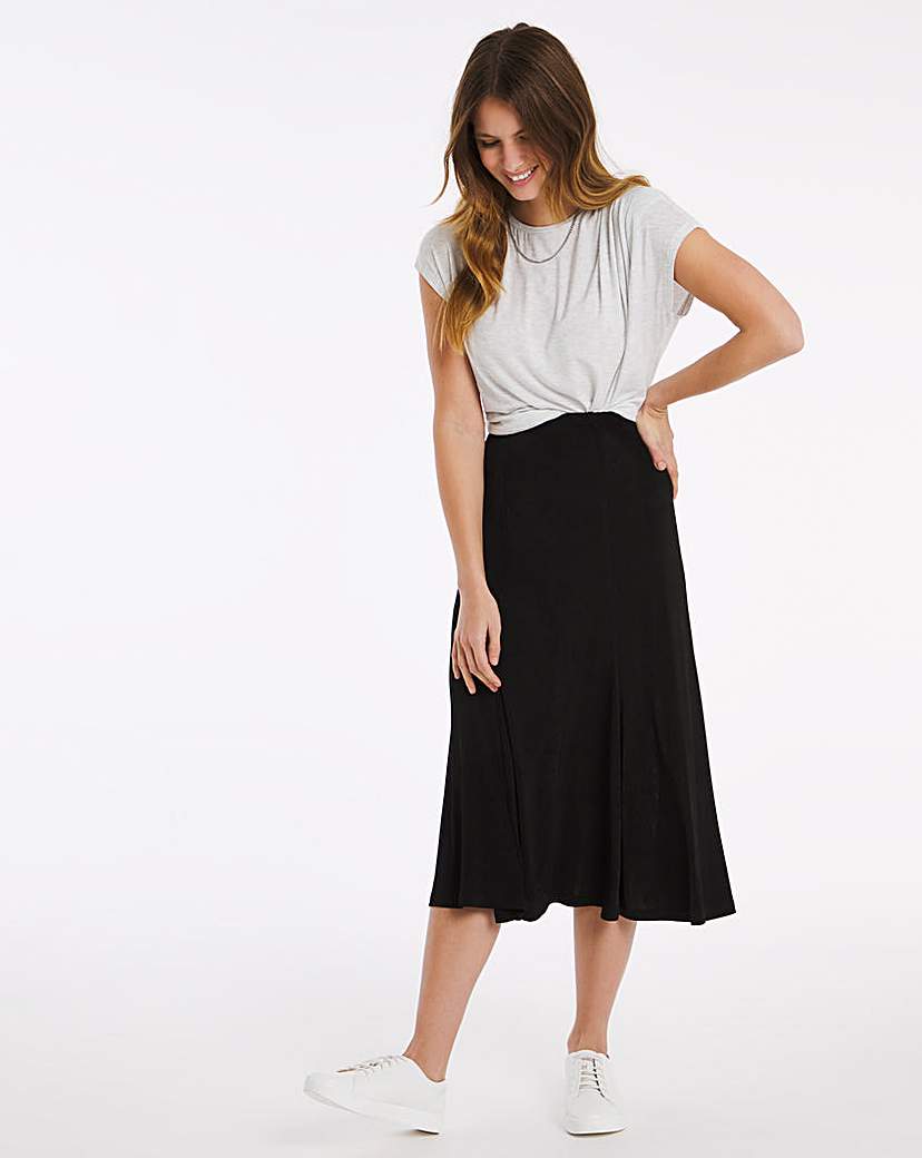 Plain Slinky Skirt Length 29in - Black