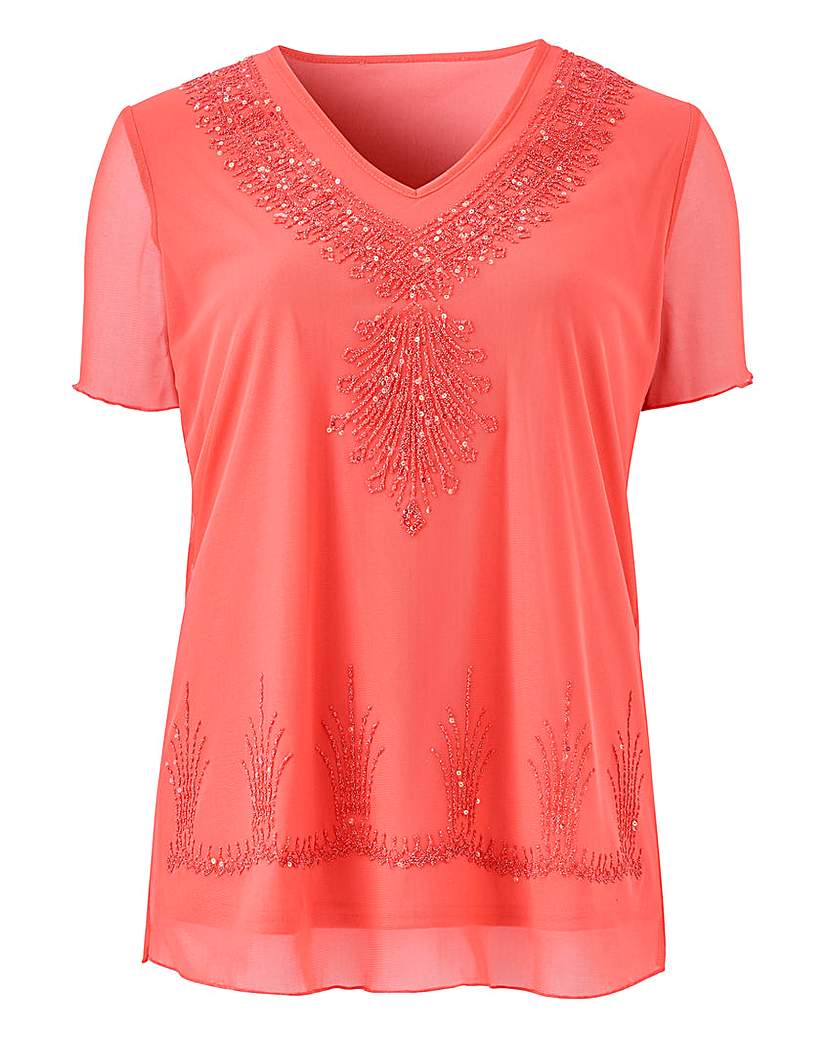 Image of Julipa Caviar Beaded Mesh Jersey Top