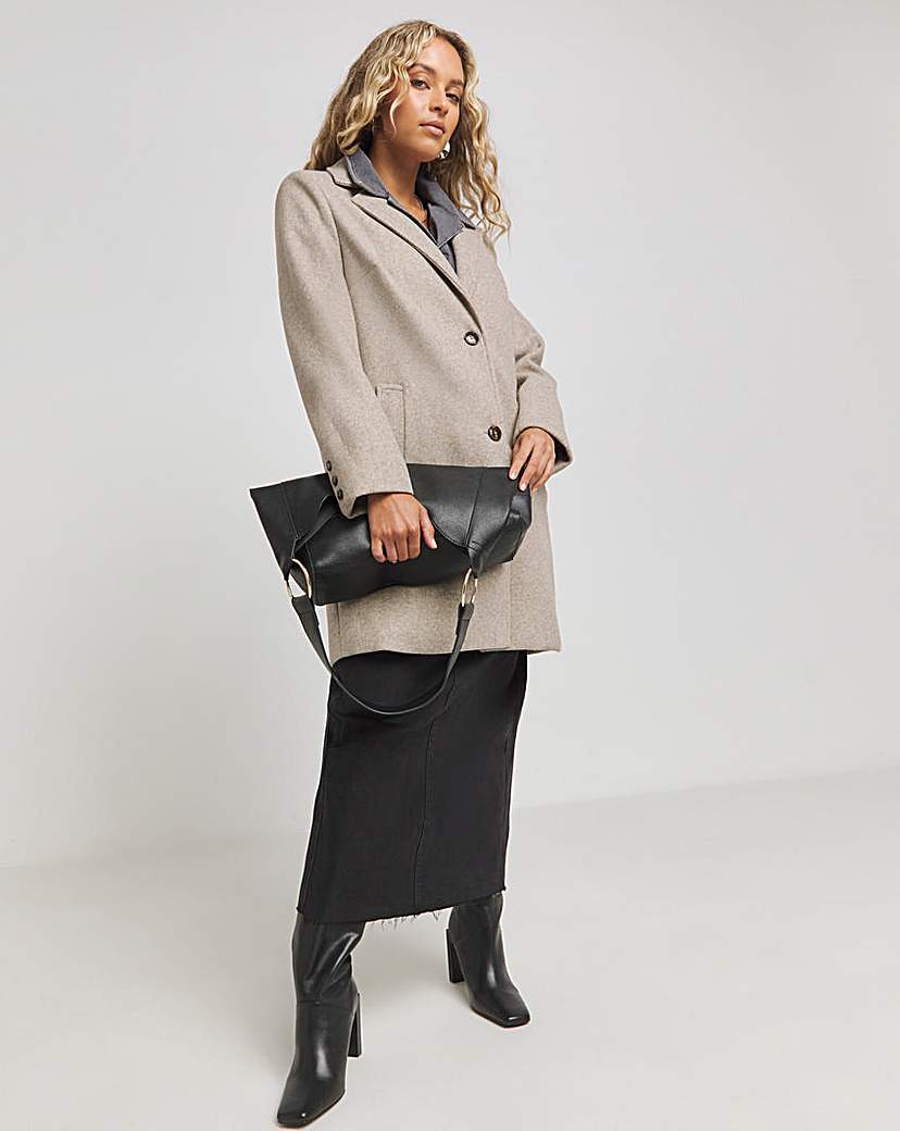 Oatmeal Longline Faux Wool Coat