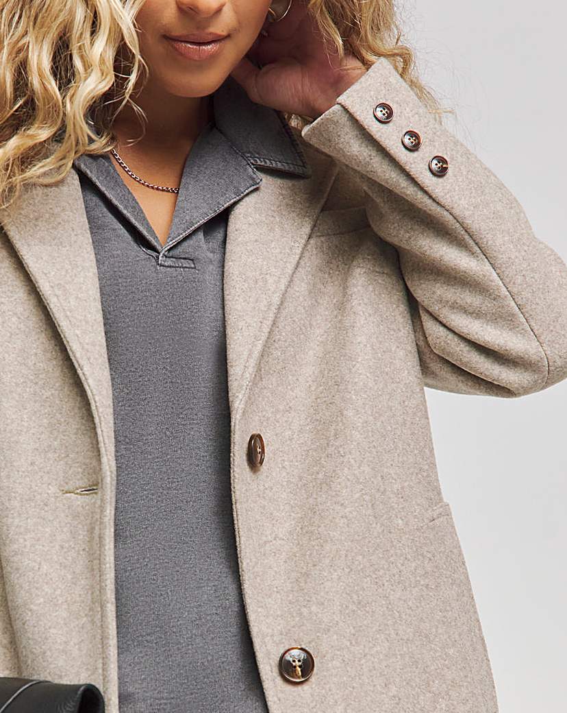 Oatmeal Longline Faux Wool Coat