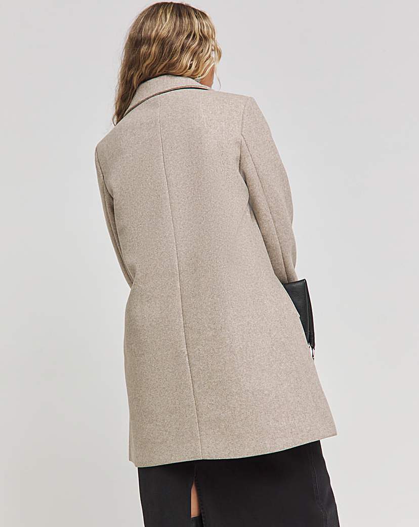 Oatmeal Longline Faux Wool Coat