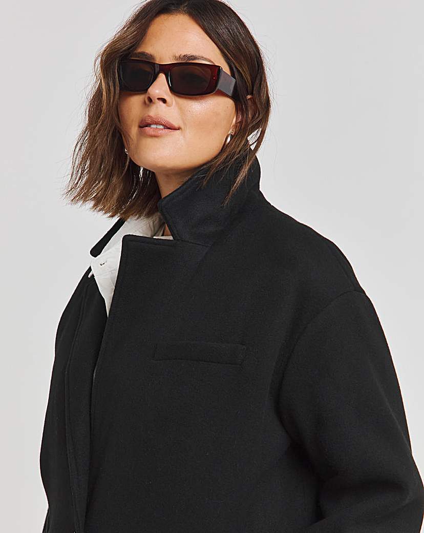 Black Faux Wool Maxi Coat