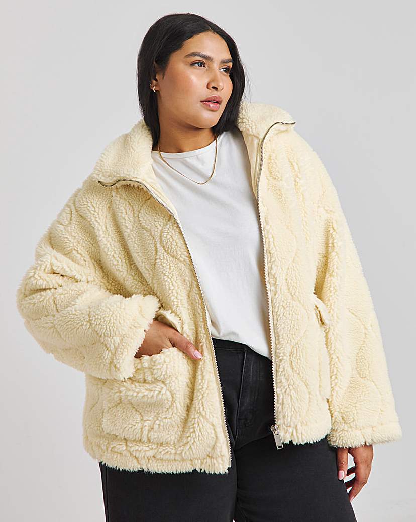 Cream Teddy Quilt Jacket