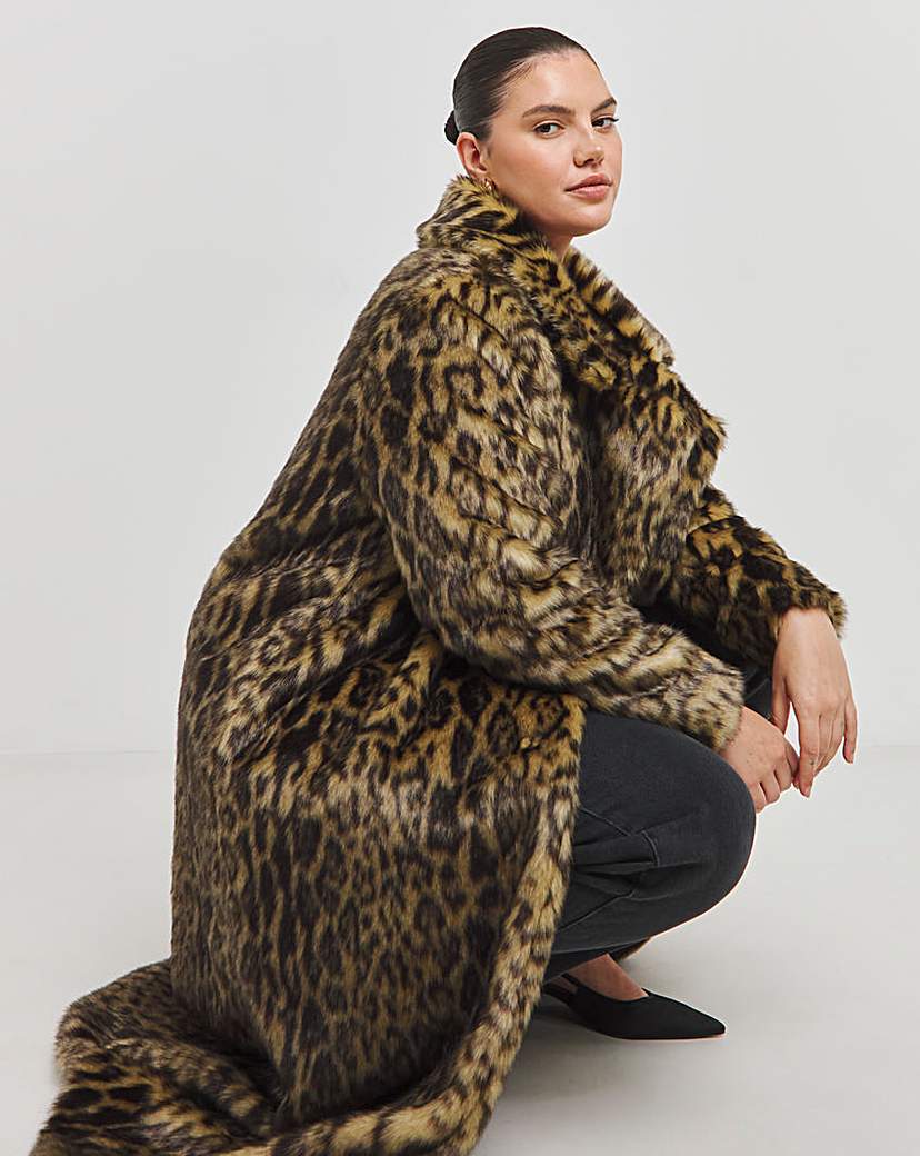 Leopard Faux Fur Midaxi Coat