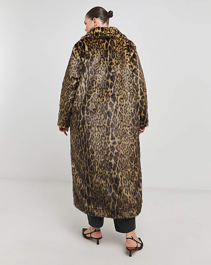 Leopard Faux Fur Midaxi Coat