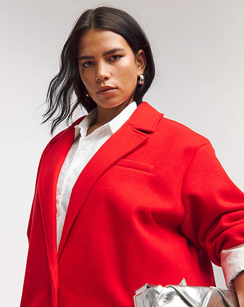 Red Faux Wool Maxi Coat
