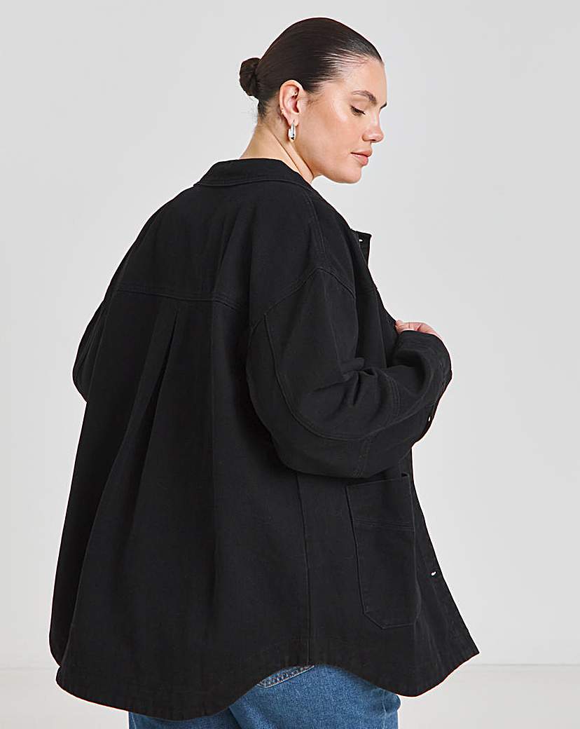 Black Utility Button Through Jacket