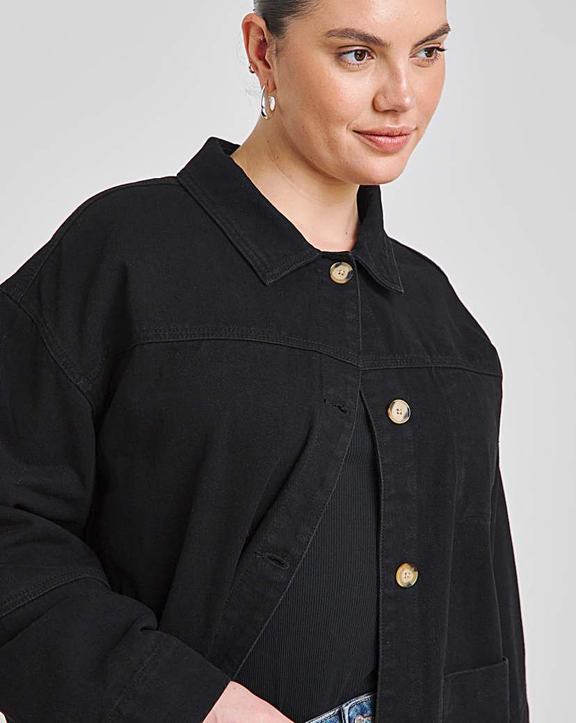 Black Utility Button Through Jacket