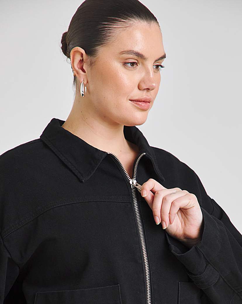 Black Cropped Utility Jacket