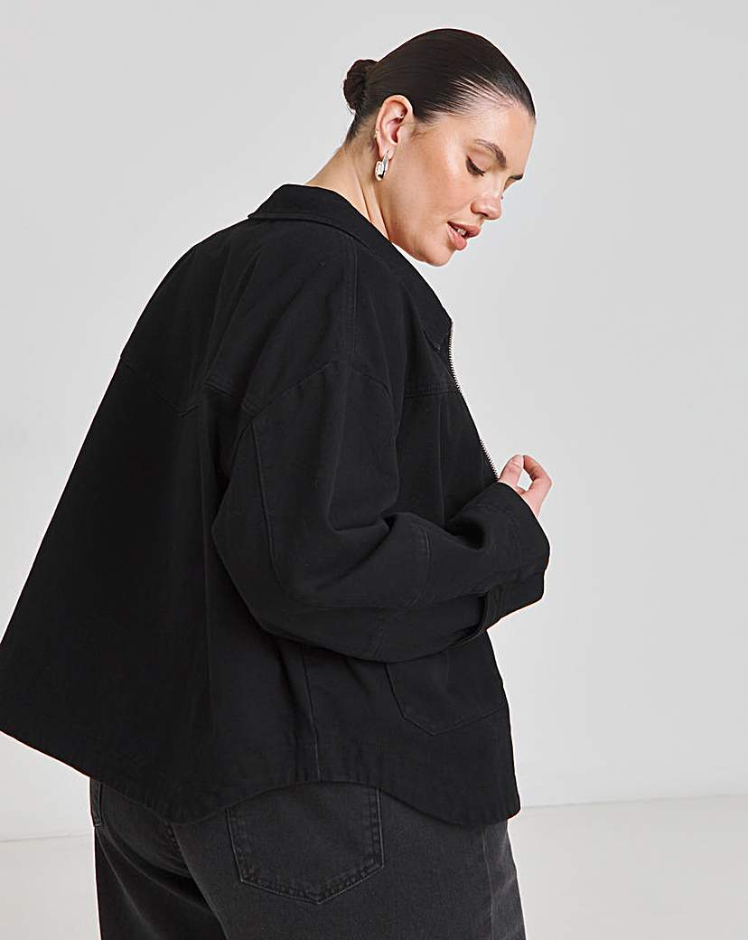 Black Cropped Utility Jacket