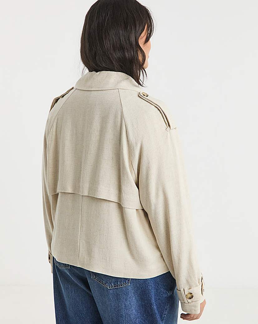 Neutral Cropped Linen Trench