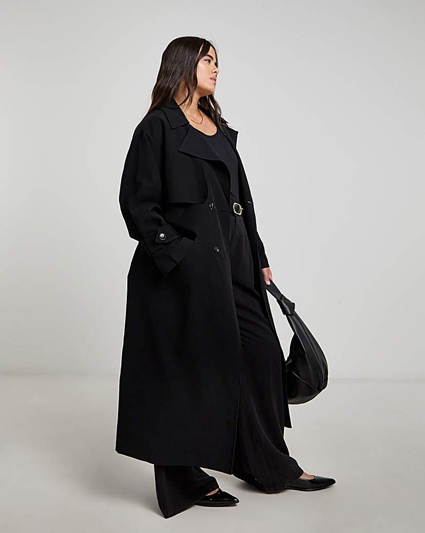 Black Drape Maxi Trench