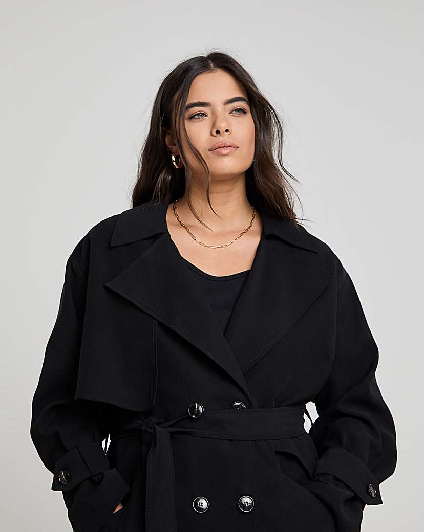 Black Drape Maxi Trench
