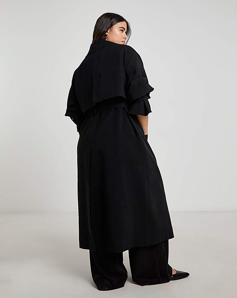 Black Drape Maxi Trench