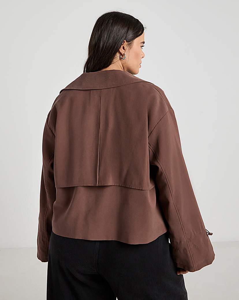 Brown Drape Cropped Trench