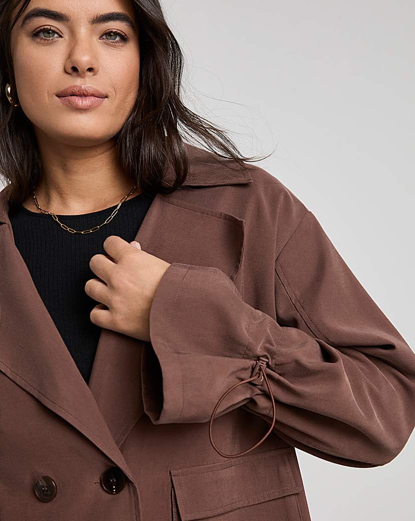 Brown Drape Cropped Trench