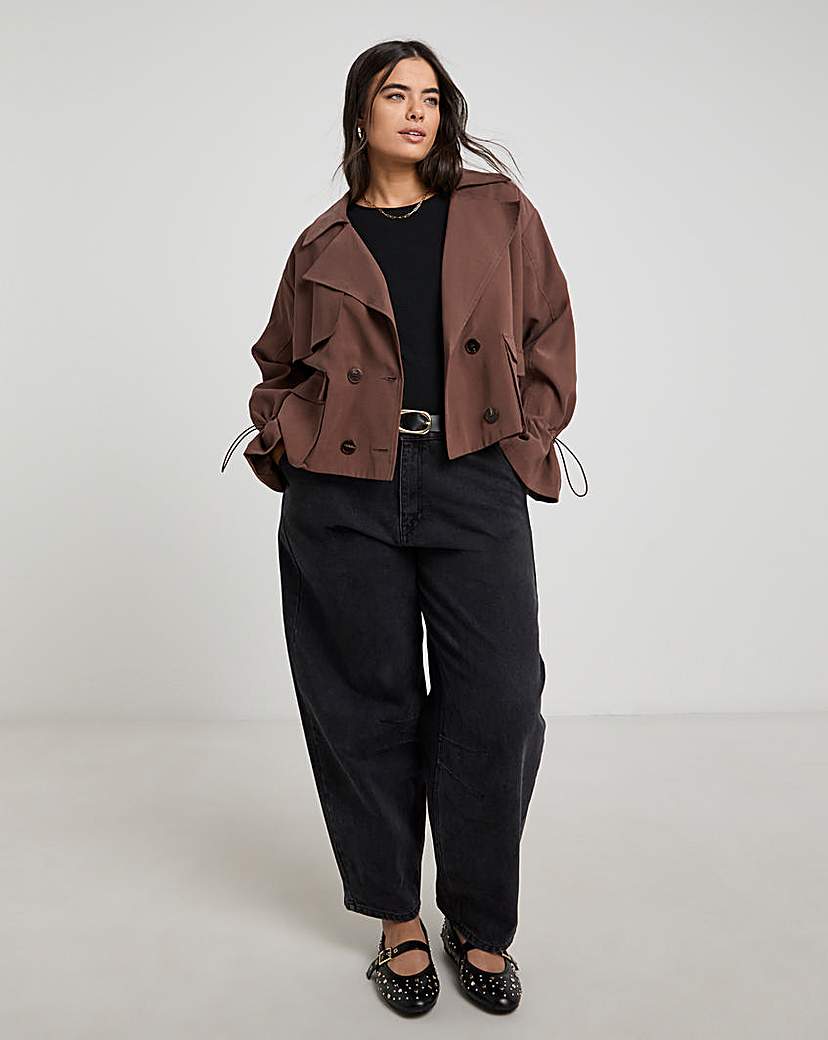 Brown Drape Cropped Trench