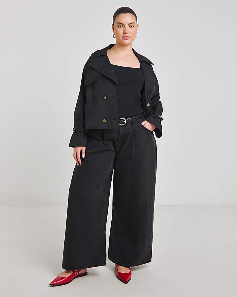 Black Cropped Trench