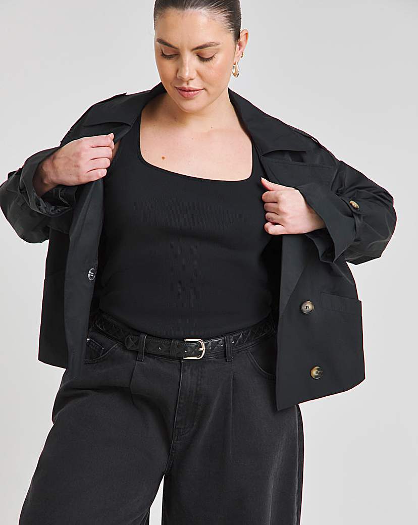 Black Cropped Trench