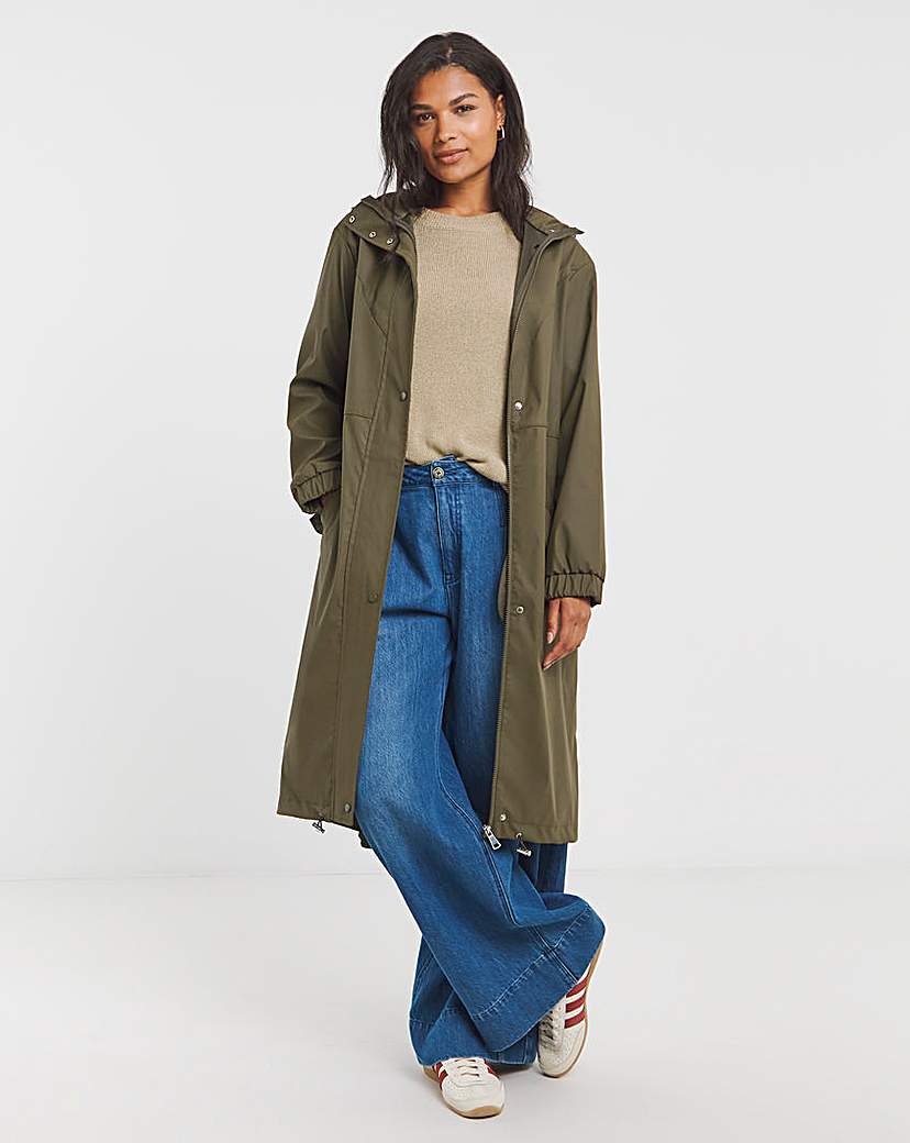 New In - SBE Khaki Longline Rubberised Raincoat