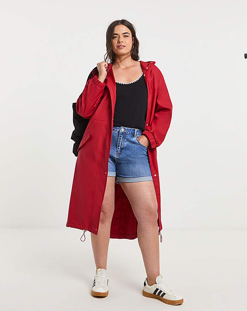 SBE Red Longline Rubberised Raincoat