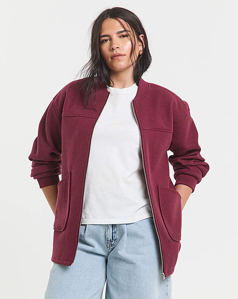 Burgundy Soft Zip Bomber Jacket