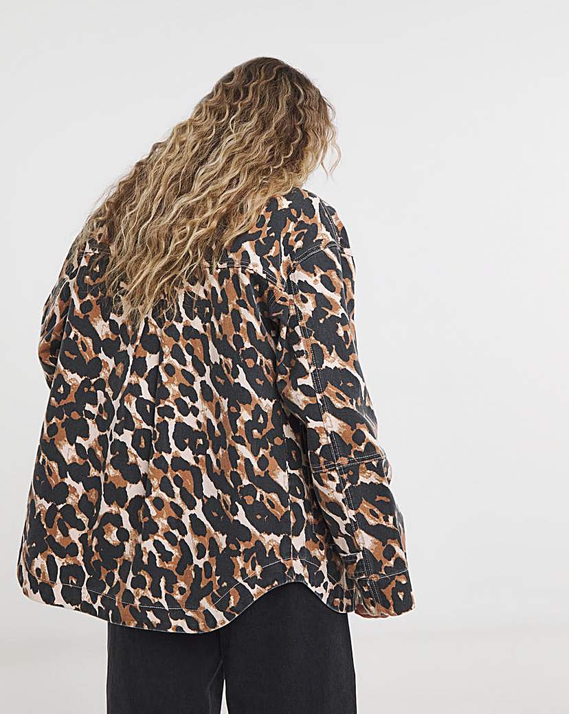 Leopard Button Through Utility Jacket