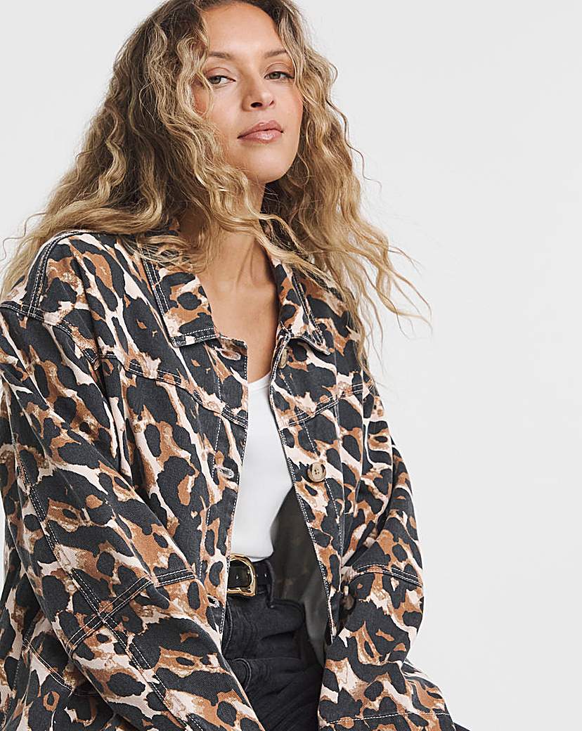 Leopard Button Through Utility Jacket