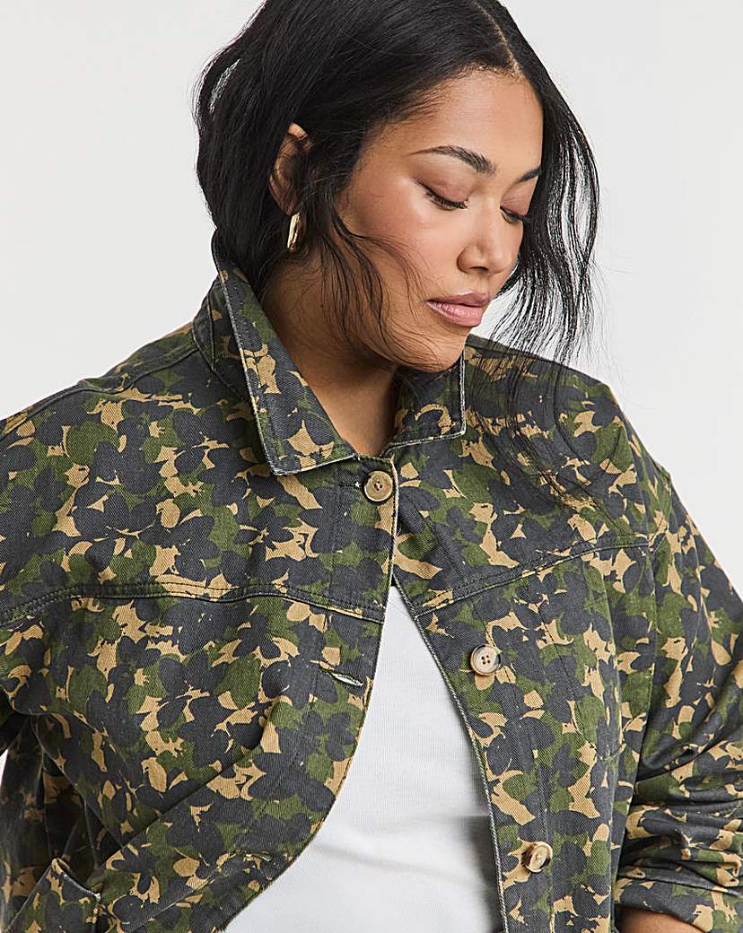 Camo Button Through Utility Jacket