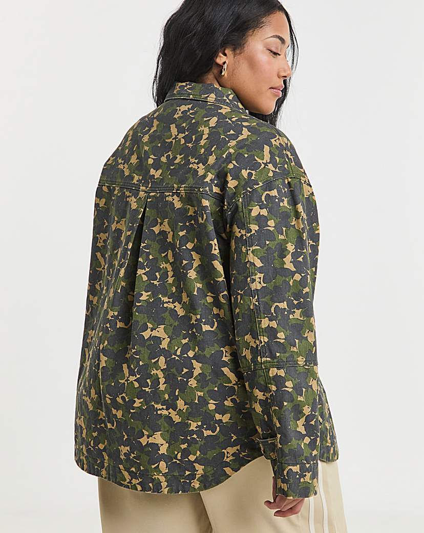 Camo Button Through Utility Jacket