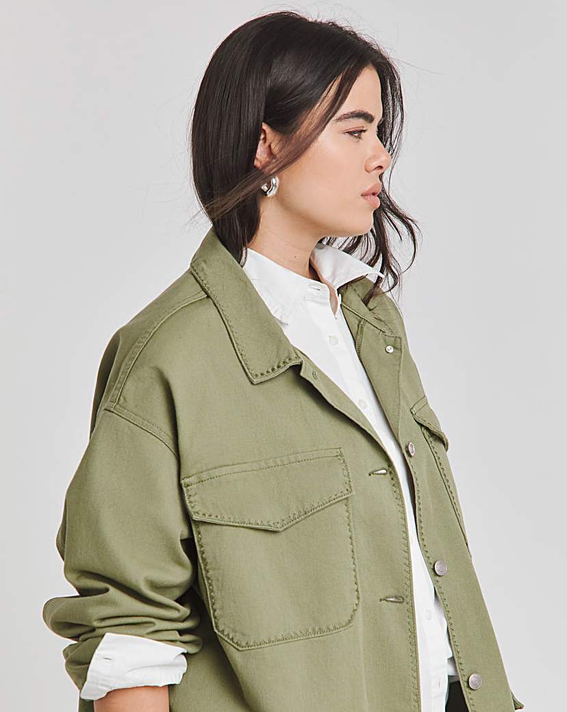 Khaki Stitch Detail Utility Jacket