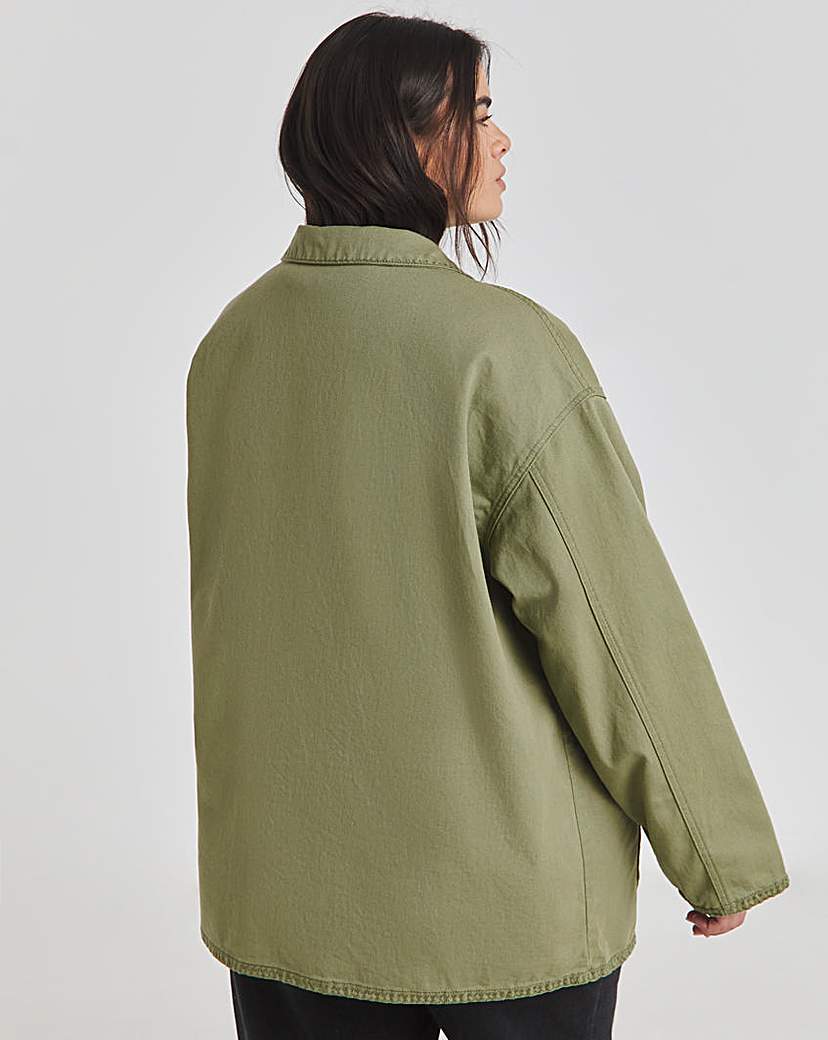 Khaki Stitch Detail Utility Jacket
